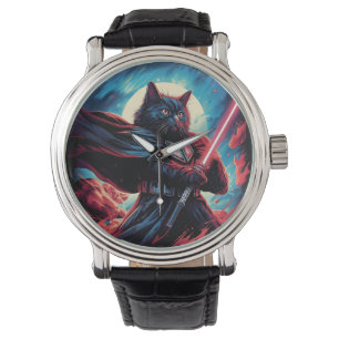 De Stardust Samurai Cosmic Cat Warrior Horloge