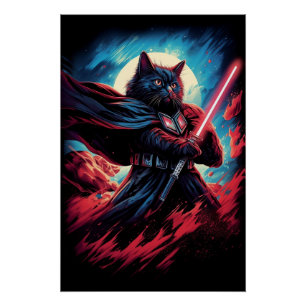 De Stardust Samurai   Cosmic Cat Warrior Perfect Poster