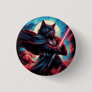 De Stardust Samurai Cosmic Cat Warrior Ronde Button 3,2 Cm