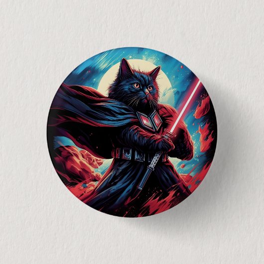 De Stardust Samurai | Cosmic Cat Warrior Ronde Button 3,2 Cm (Voorkant)