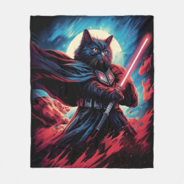 De Stardust Samurai | Kosmische Katachtige Krijger Fleece Deken