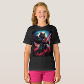 De Stardust Samurai | Kosmische Kattenkrijger T-shirt (Voorkant volledig)