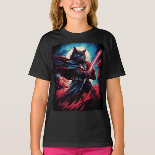 De Stardust Samurai | Kosmische Kattenkrijger T-shirt (Voorkant)