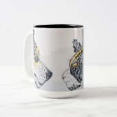 De Starende Blik Tweekleurige Koffiemok (Voorkant links)