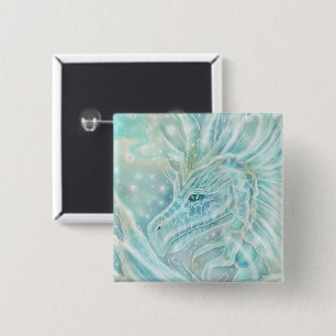 De "Starlight" Draak fantasie door Renee Lavoie  Vierkante Button 5,1 Cm