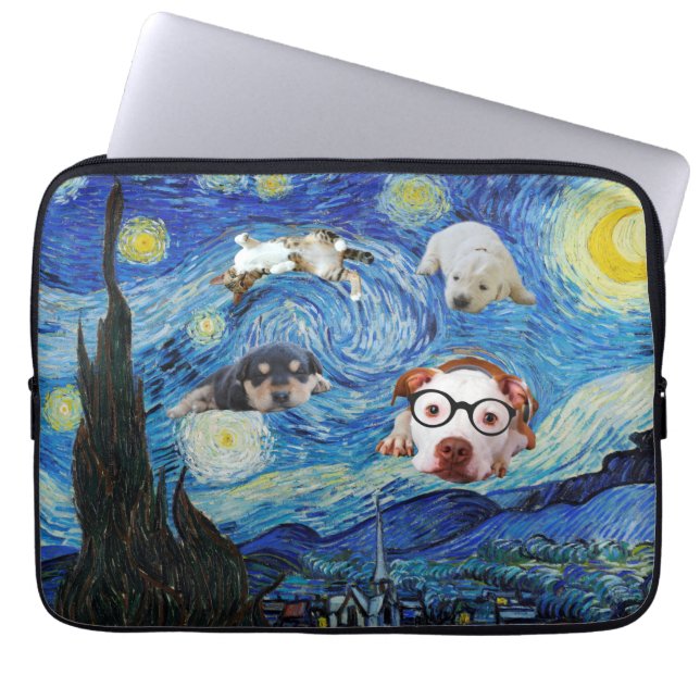 De Starry Fun Night Laptop Sleeve (Voorkant)