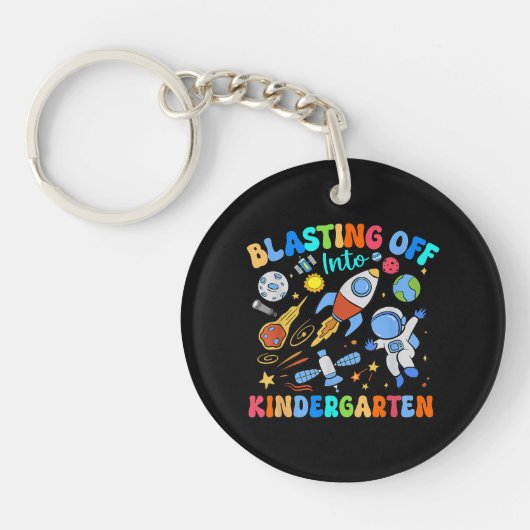 De start in de kleuterklas, terug naar school sleutelhanger (Voorkant)