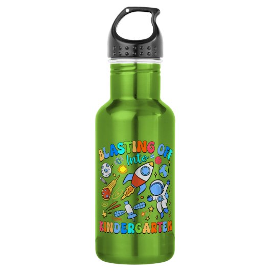 De start in de kleuterklas, terug naar school waterfles (Voorkant)