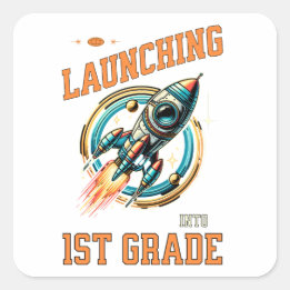 De start in het 1e leerjaar - Terug naar school Vierkante Sticker