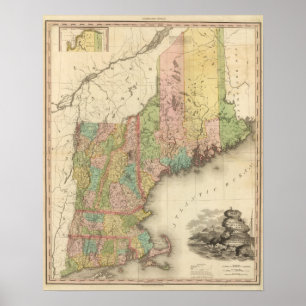 De staten Maine, New Hampshire en Vermont Poster