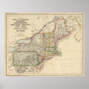 De staten Maine, New Hampshire en Vermont Poster