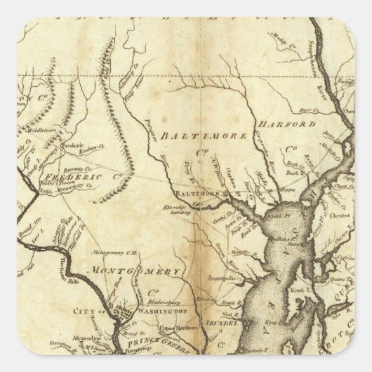 De staten Maryland en Delaware Vierkante Sticker (Voorkant)