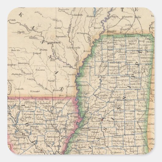 De staten Mississippi en Louisiana Vierkante Sticker (Voorkant)