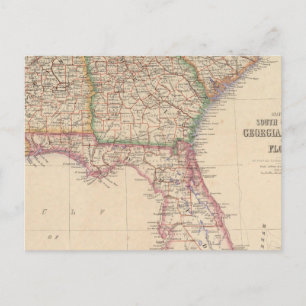 De staten South Carolina, Georgia en Alabama Briefkaart