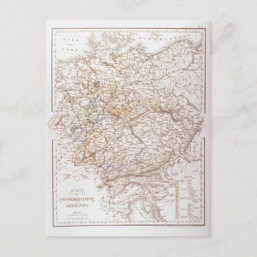 De staten van de Duitse Confederatie Briefkaart (Voorkant)