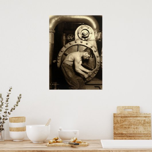 De Steamfitter van Lewis Hine Poster (Keuken)