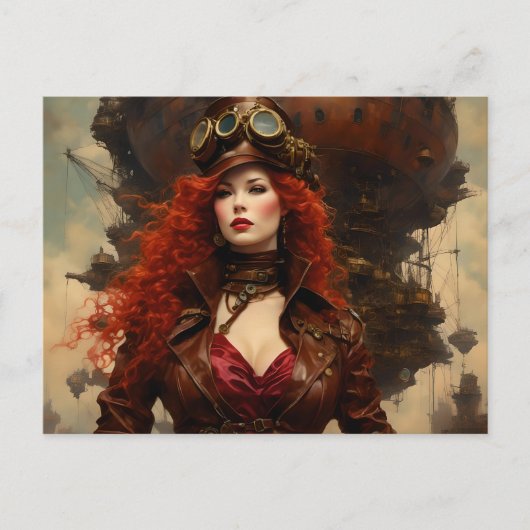 De Steampunk vrouw Briefkaart (Voorkant)