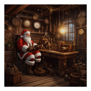 De Steampunk Workshop van de Kerstman Perfect Poster