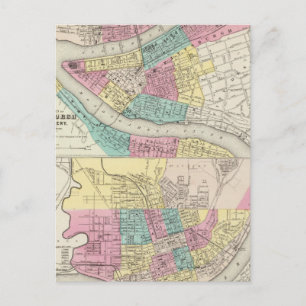 De steden Pittsburgh Allegheny Cincinnati Briefkaart
