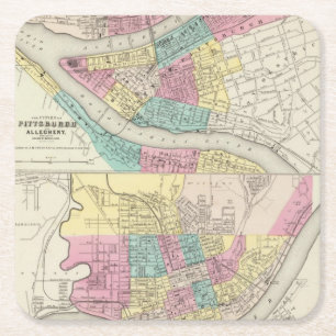 De steden Pittsburgh Allegheny Cincinnati Kartonnen Onderzetters