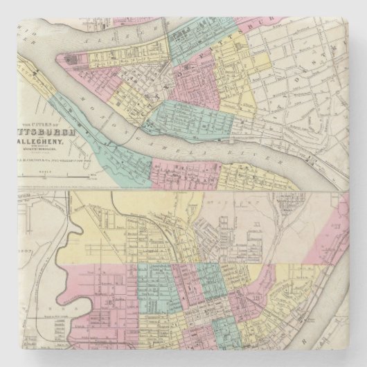 De steden Pittsburgh Allegheny Cincinnati Stenen Onderzetter (Voorkant)
