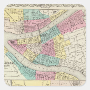 De steden Pittsburgh Allegheny Cincinnati Vierkante Sticker