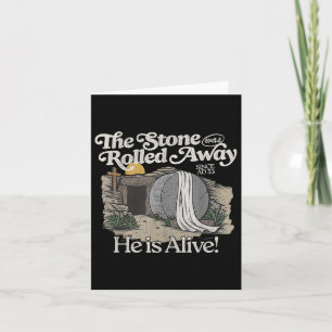 De steen is gerold, hij leeft Christelijk Pasen Kaart
