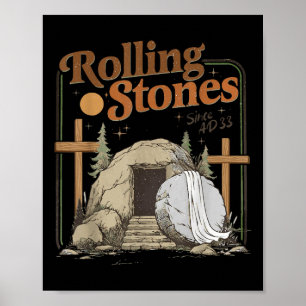 De steen is weggerold, hij is levend retro Christu Poster
