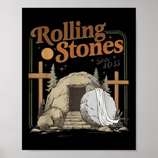 De steen is weggerold, hij is levend retro Christu Poster (Voorkant)