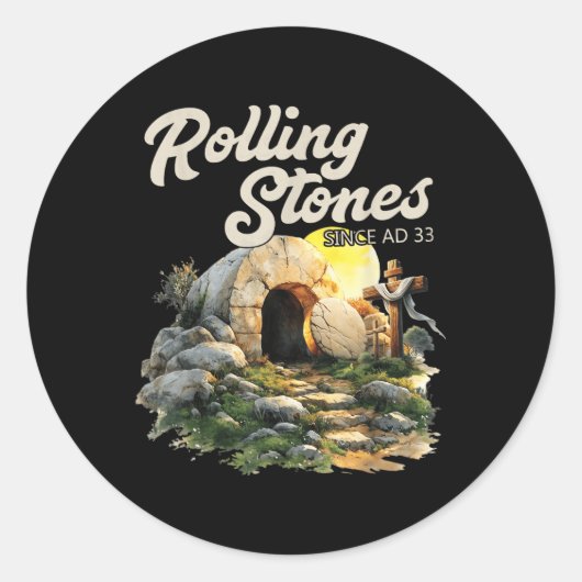 De steen is weggerold, hij is levend retro Christu Ronde Sticker (Voorkant)