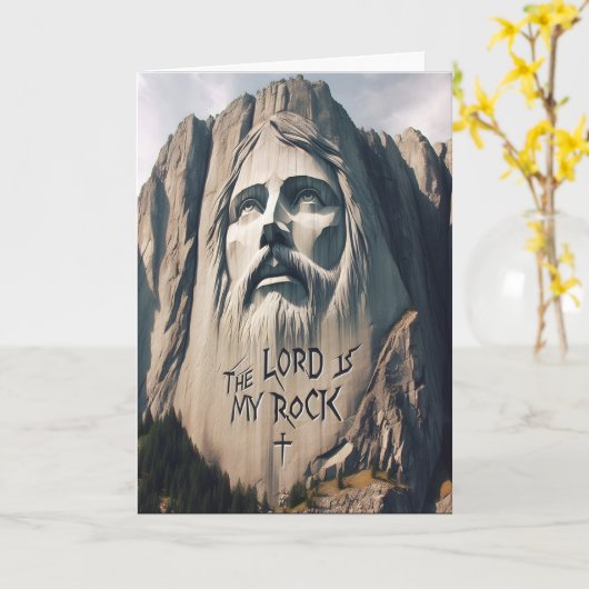 De steen uitgehouwen Verlosser De Heer is mijn rot Kaart (Gele Bloem)