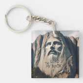 De steen uitgehouwen Verlosser De Heer is mijn rot Sleutelhanger (Voorkant)