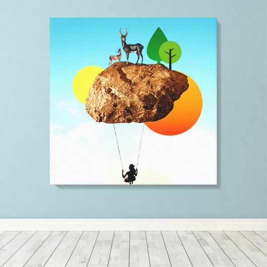 De steen van ons bestaan canvas afdruk (Insitu (Houten vloer))