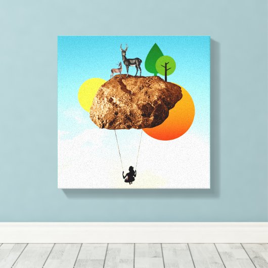 De steen van ons bestaan canvas afdruk (Insitu (Houten vloer))