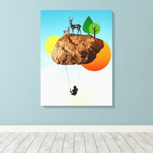 De steen van ons bestaan canvas afdruk (Insitu (Houten vloer))