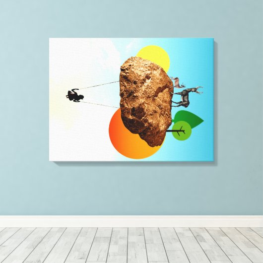 De steen van ons bestaan canvas afdruk (Insitu (Houten vloer))