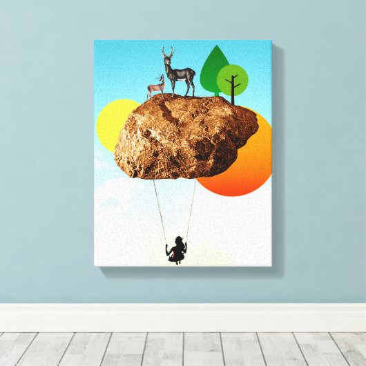 De steen van ons bestaan canvas afdruk (Insitu (Houten vloer))