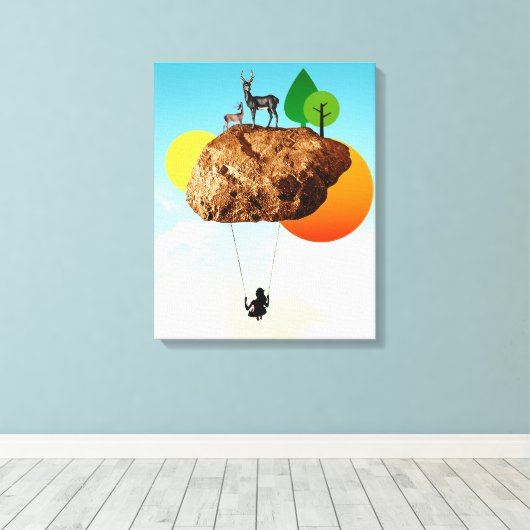 De steen van ons bestaan canvas afdruk (Insitu (Houten vloer))