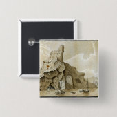De steen van Quang-Yin Vierkante Button 5,1 Cm (Voorkant /achterkant)