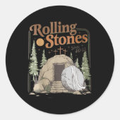De steen werd weggerold Hij leefde retro Christeli Ronde Sticker (Voorkant)