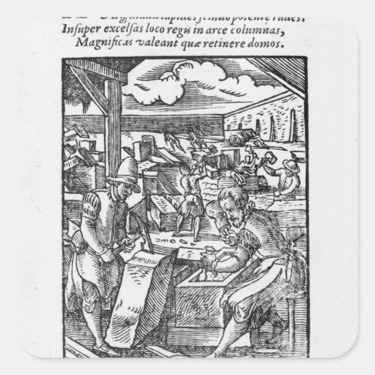 De steensnijder vierkante sticker (Voorkant)