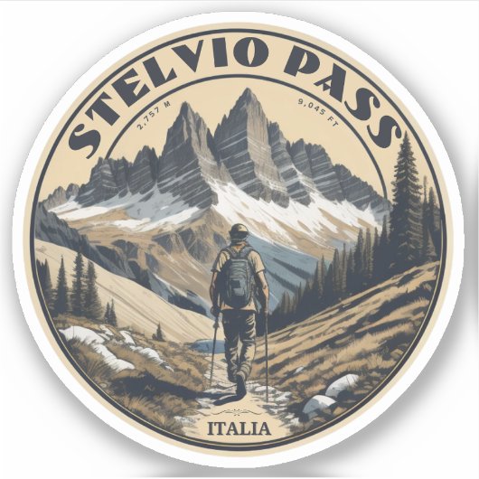 De Stelvio Pass bergpas Italië Zwitserland Sticker (Voorkant)