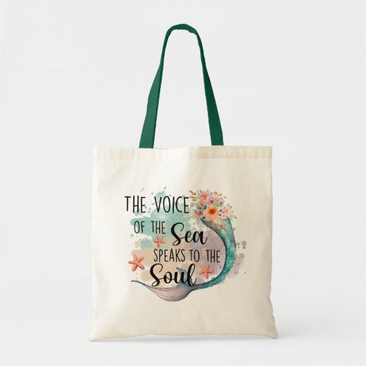 De stem van het zee Zeemeermin Quote Tote Bag (Voorkant)