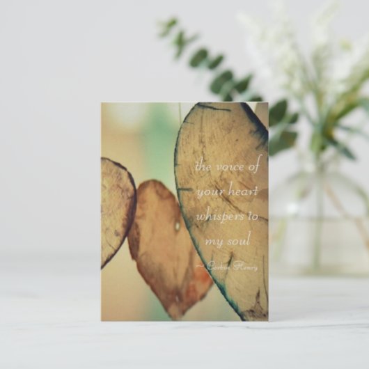 De stem van je hartwandelaars in mijn soep briefkaart (Staand voorkant)