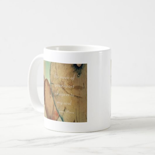 De stem van je hartwandelaars in mijn soep koffiemok (Voorkant links)