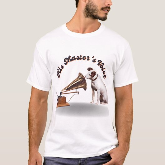 De stem van zijn meester in het script t-shirt (Voorkant)