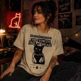 De Stemmen In Mijn Hoofd Zwarte Kat Muziekspeler T-shirt