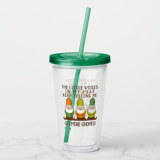 De stemmen krijgen meer gnomen acryl drinkbeker (Achterkant)