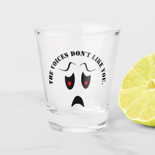 De stemmen mogen je niet. shot glas (Voorkant)