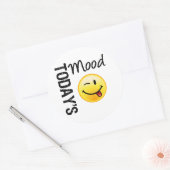 De stemming van vandaag Emoticon Speels Ronde Sticker (Envelop)